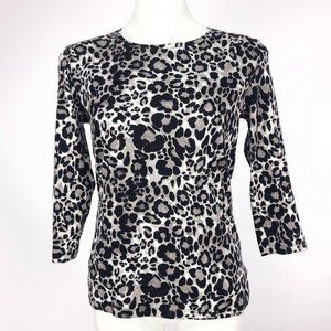 Jones New York Long Sleeve Animal Print 3/4 Sleeve Top